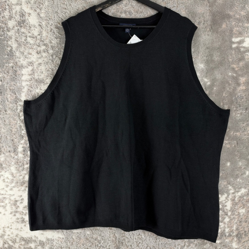 New Lands End Plus Size 5X Knit Crewneck Sleeveless Sweater Vest Black Women